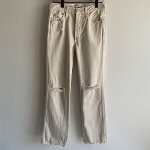 Amo Jeans Boyfriend Straight Button Fly Size 25 Off White Destroy Distressed Y2k